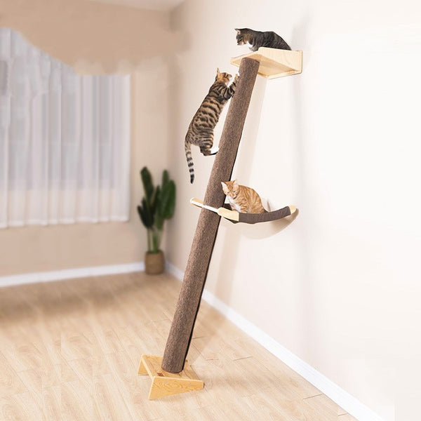 Large Wooden Cat Tree with Climbing Frame & Shelf