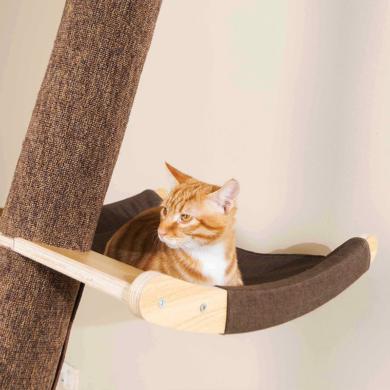 Large Wooden Cat Tree with Climbing Frame & Shelf