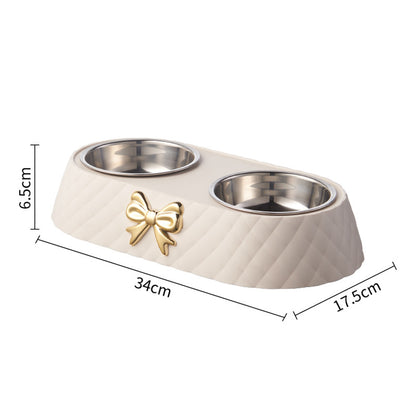 Bowknot Cat Food Bowl – Durable PP Cat Bowl